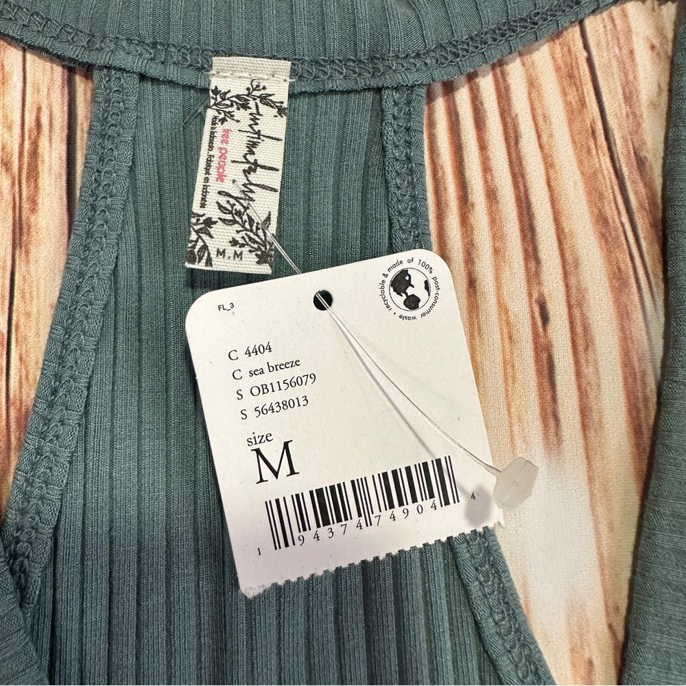 NWT Intimately Free People Womens Olive Ribbed Bodysuit Racerback Size Medium - Picture 2 of 12